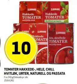 Bunnpris TOMATER HAKKEDE-, HELE, CHILI, HVITLØK, URTER, NATURELL OG PASSATA tilbud