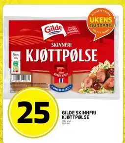 Bunnpris GILDE SKINNFRI KJØTTPØLSE tilbud