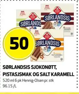 Bunnpris SØRLANDSIS SJOKONØTT, PISTASJSMAK OG SALT KARAMELL tilbud