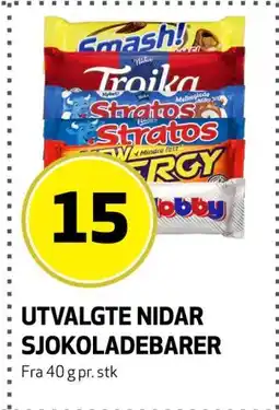 Bunnpris UTVALGTE NIDAR SJOKOLADEBARER tilbud