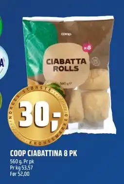 Coop Obs COOP CIABATTINA 8 PK tilbud