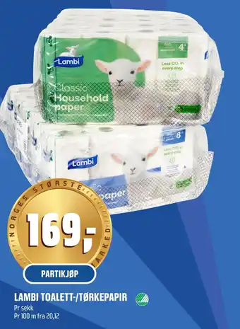 Coop Obs Lambi toalett-/tørkepapir tilbud