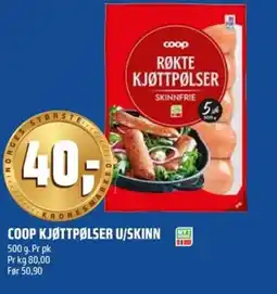 Coop Obs Coop kjøttpølser u/skinn tilbud