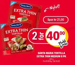 Coop Extra Santa Maria Tortilla extra thin medium 8 pk tilbud