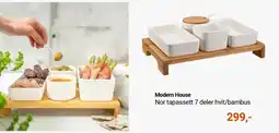 Kitch'n Modern House Nor tapassett 7 deler hvit/bambus tilbud