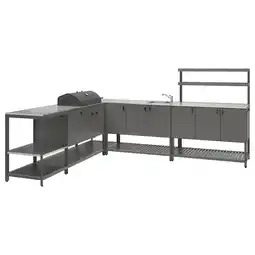 IKEA BÅtskÄr Utekjøkken m kullgrill + oppvaskkum, mørk grå, 240x300 cm tilbud