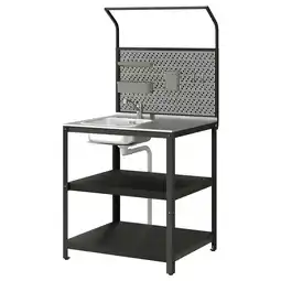 IKEA GrillskÄr Oppvaskkum m ryggplate, rustfritt stål/utendørs, 86x61x176 cm tilbud