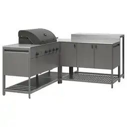 IKEA BÅtskÄr Utekjøkken m gassgrill + barbord, mørk grå, 220x180 cm tilbud