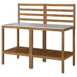 IKEA NÄmmarÖ Utekjøkken, lys brunbeiset/rustfritt stål, 160x62 cm tilbud