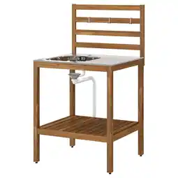 IKEA NÄmmarÖ Stamme til oppvaskkum, lys brunbeiset/rustfritt stål utendørs, 80x62 cm tilbud