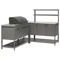 IKEA BÅtskÄr Utekjøkken med gassgrill, mørk grå, 180x180x152 cm tilbud