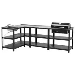 IKEA GrillskÄr Kjøkken m oppvaskkum/kullgrill, ute, rustfritt stål, 258x147 cm tilbud