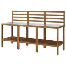 IKEA NÄmmarÖ Utekjøkken, lys brunbeiset/rustfritt stål, 240x62 cm tilbud