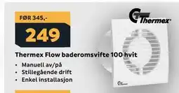 Megaflis Thermex Flow baderomsvifte 100 hvit tilbud
