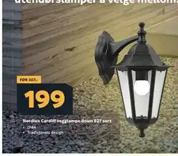 Megaflis Nordlux Cardiff vegglampe down E27 sort tilbud