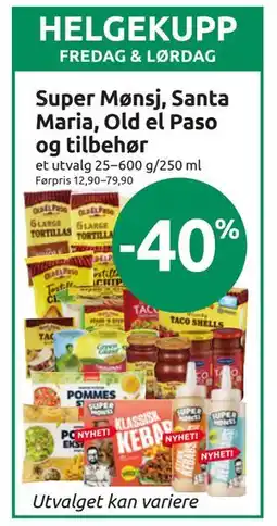 Joker Super Mønsj, Santa Maria, Old el Paso og tilbehør tilbud