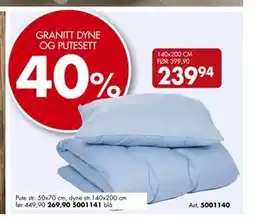 Sparkjøp GRANITT DYNE OG PUTESETT tilbud