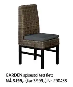 Bohus GARDEN spisestol tett flett tilbud