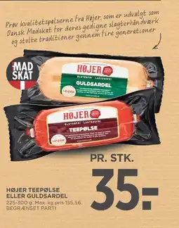 Meny Højer teepølse eller guldsardel tilbud
