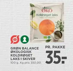Meny Grøn balance økologisk koldrøget laks i skiver tilbud