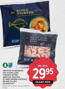 Meny Gestus panerede og ovnklare fiskefileter, gestus ekstra store grønlandske tilbud