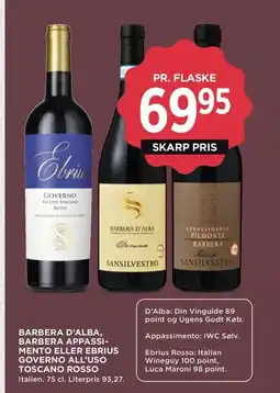 Meny Barbera d'alba, barbera appassi- mento eller ebrius governo all'uso toscano rosso tilbud