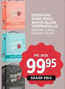 Meny Everyday wine rosé, white eller tempranillo tilbud