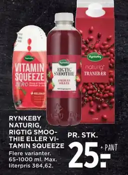 Meny Rynkeby naturig, rigtig smoo- thie eller vi- tamin squeeze tilbud