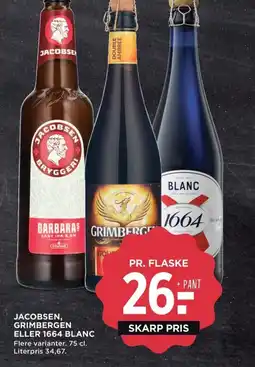 Meny Jacobsen, grimbergen eller 1664 blanc tilbud