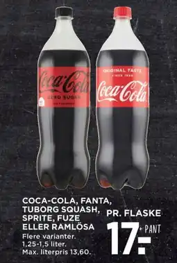 Meny Coca-cola, fanta, tuborg squash, SPRITE, FUZE ELLER RAMLÖSA tilbud
