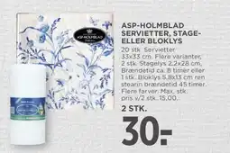 Meny Asp-holmblad servietter, stage- eller bloklys tilbud