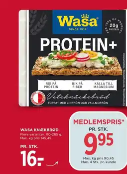 Meny Wasa knækbrød tilbud