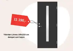 Montér Ytterdør Linnea 100x210 cm dempet sort høyre tilbud