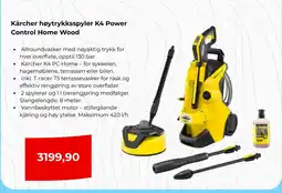 Clas Ohlson Kärcher høytrykksspyler K4 Power Control Home Wood tilbud