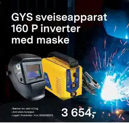Felleskjøpet GYS sveiseapparat 160 P inverter med maske tilbud