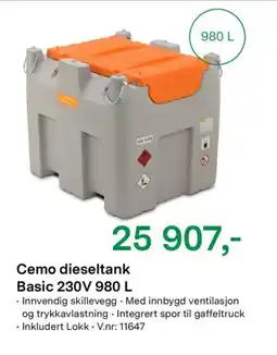Felleskjøpet Cemo dieseltank Basic 230V tilbud
