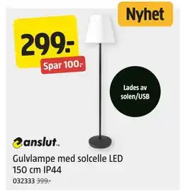 Jula Gulvlampe med solcelle LED 150 cm IP44 tilbud