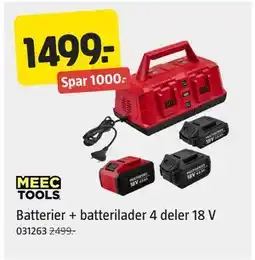 Jula Batterier + batterilader 4 deler 18 V tilbud