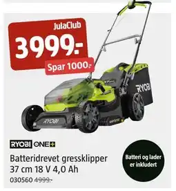 Jula Batteridrevet gressklipper 37 cm 18 V 4,0 Ah, Medlemspris tilbud