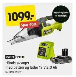 Jula Håndstøvsuger med batteri og lader 18 V 2,0 Ah tilbud