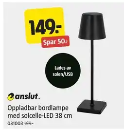 Jula Oppladbar bordlampe med solcelle-LED 38 cm tilbud