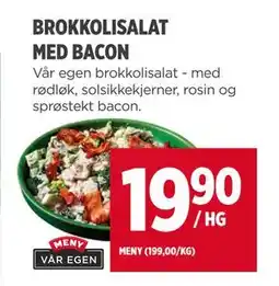 Meny BROKKOLISALAT MED BACON tilbud
