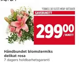 Meny Håndbundet blomstermiks delikat rosa tilbud