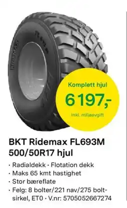 Felleskjøpet BKT Ridemax FL693M 500/50R17 hjul tilbud