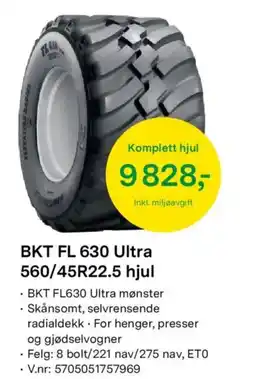 Felleskjøpet BKT FL 630 Ultra 560/45R22.5 hjul tilbud