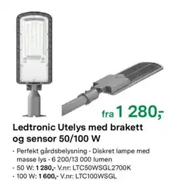 Felleskjøpet Ledtronic Utelys med brakett og sensor 50/100 W tilbud