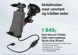 Felleskjøpet Ram Mounts Trådløs lader med sugekopp Quick-Grip (B-ball) tilbud