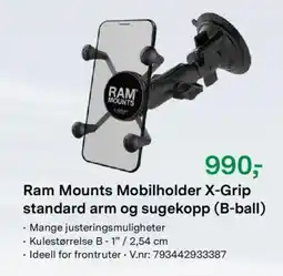 Felleskjøpet Ram Mounts Mobilholder X-Grip standard arm og sugekopp (B-ball) tilbud