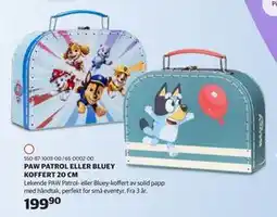 Lekia PAW PATROL ELLER BLUEY KOFFERT 20 CM tilbud