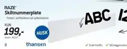 Thansen Skiltnummerplate tilbud